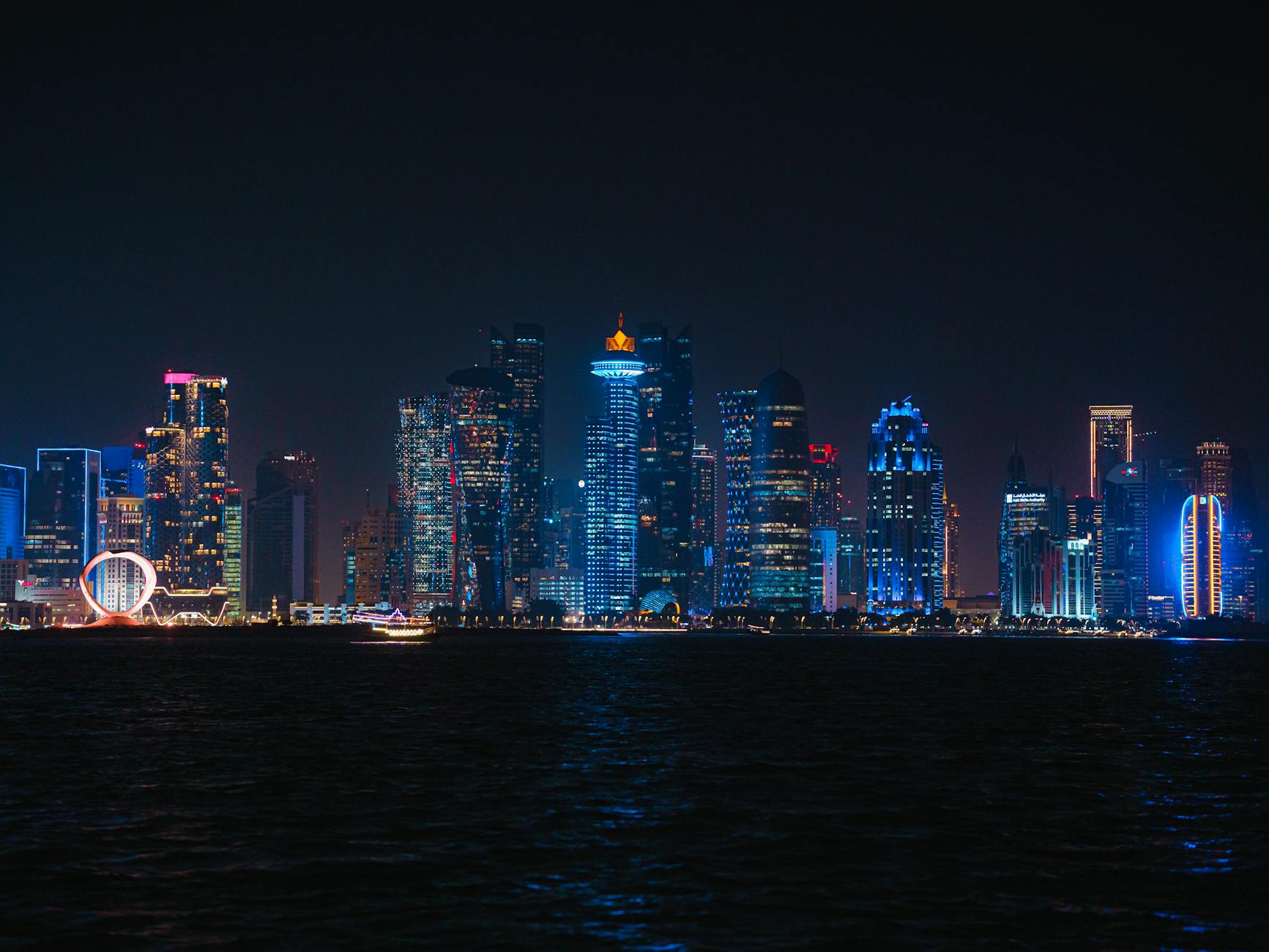 dazzling nighttime doha skyline